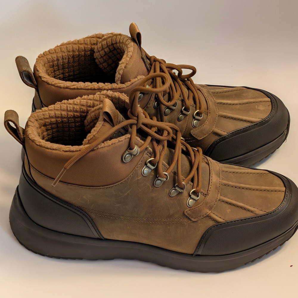 UGG Emmett Duck Winter Boots Brown Waterproof Insulated Mens 10 Energ